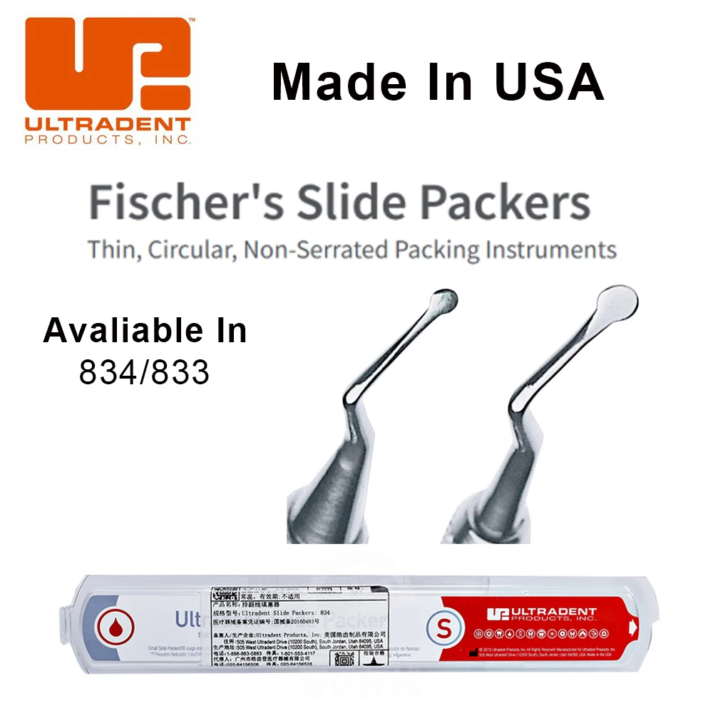 Fischer Slide Packers Thin Circular Non-Serrated Packing Instruments Round Head Gingival Retraction Cord Placement Ultradent USA