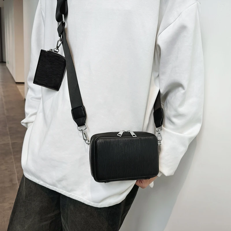 

Unisex Boxy Crossbody Bag with Water Wave Pattern Waterproof Sling Bag for Men Women as Gift for Party School Shoulder Bag