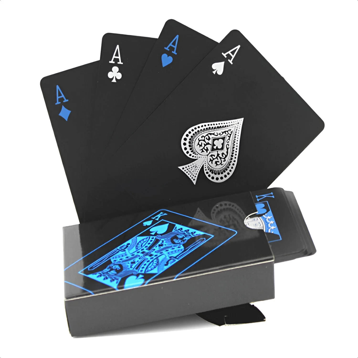 Black and Blue Plastic Playing Cards Durable and Durable Plastic PVC Waterproof Playing Cards  Party Playing Cards