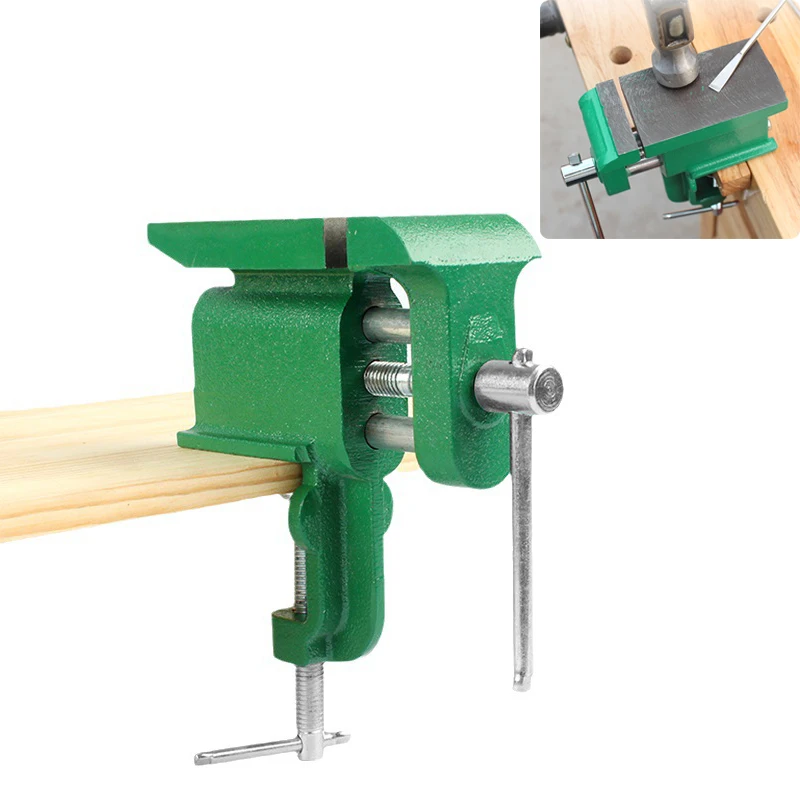 Bench Vise With Anvil Small Household Table Vise Flat Knocking Flat-Nose Pliers Multi-Functional Clamp Handmade Diy Tool