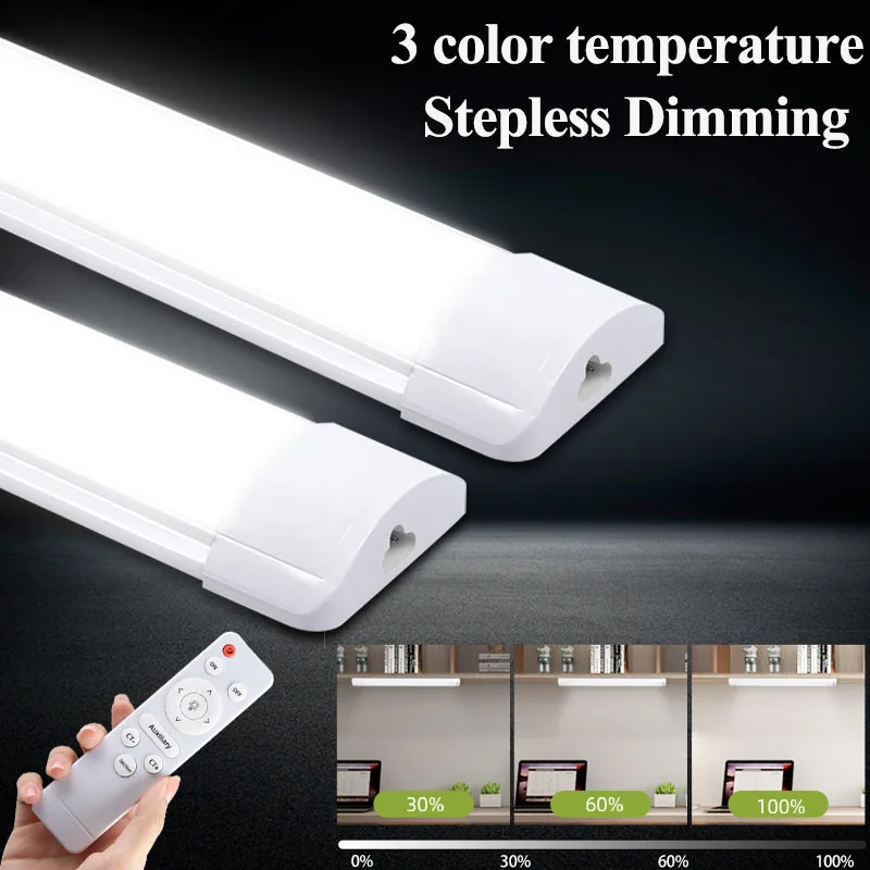 

Светодиодная лампа для шкафа, трубчатые светильники с дистанционным управлением, светодиодная лампа с регулируемой яркостью 110-265 В, лампочки для кухонного шкафа, лампы для дома, спальни, в помещении