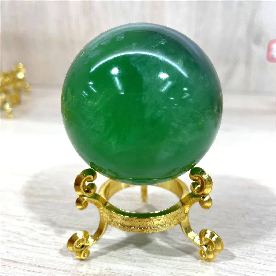 Natural Quartz Figurine Sphere Crystal Ball Fluorite Ornamental Stone Harmonizing Spiritual Divination Stones Mineral Collect