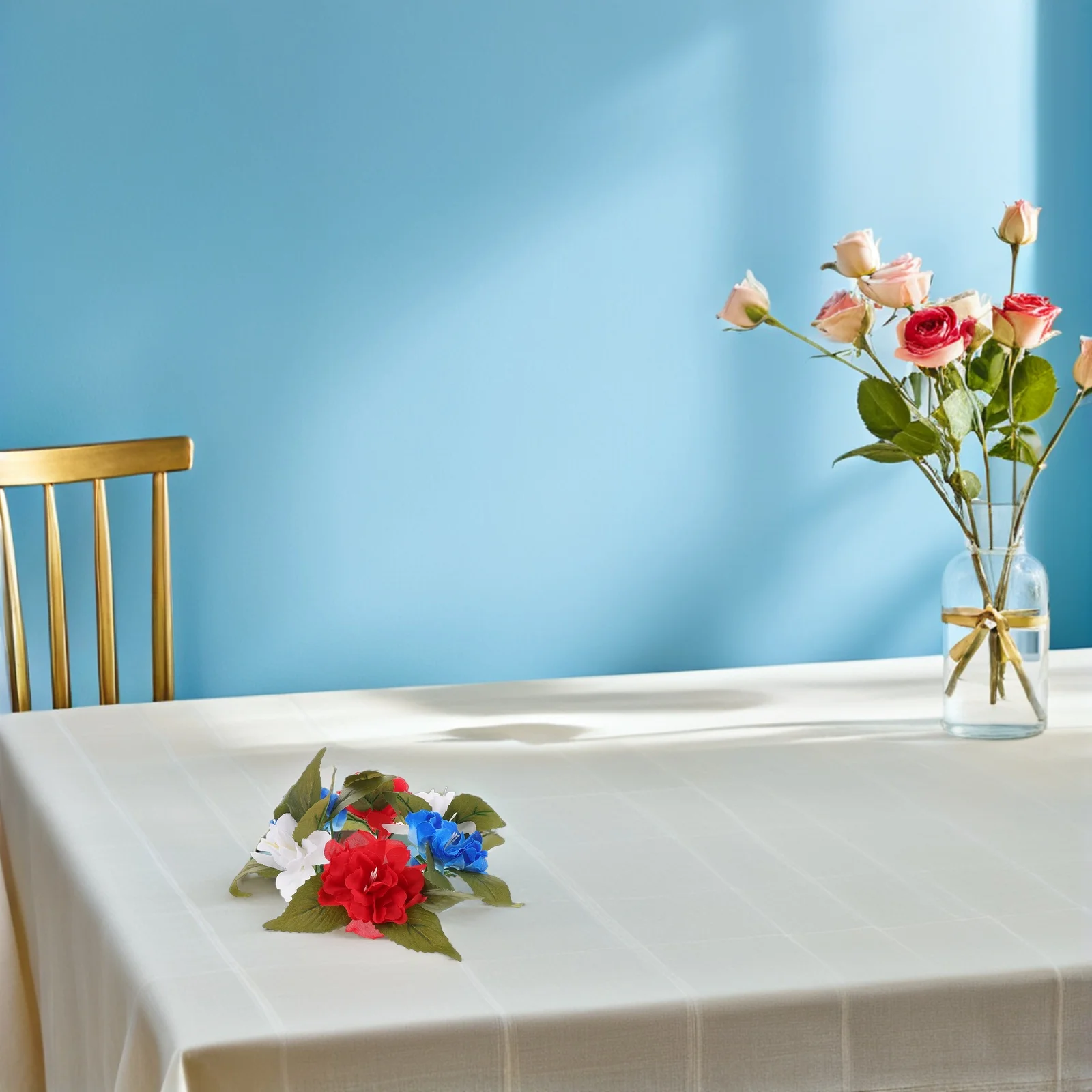 

Artificial Flower Wreath Realistic Round Floral Wreath for Table Centerpiece Party Wedding Holiday Pillar Decor