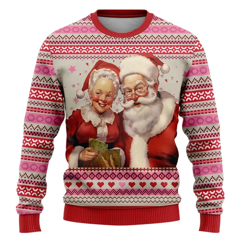

3d All Over Print Merry Christmas Santa Claus Graphic Sweatshirt Clothes For Men Casual Crewneck Pullovers Hoodie Couple Sweater
