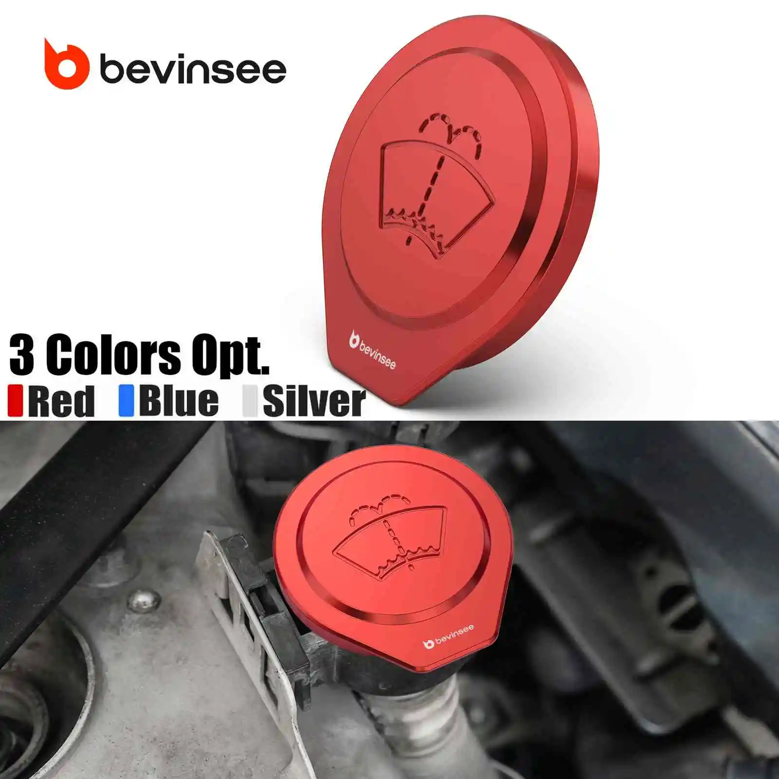 

BEVINSEE Washer Fluid Reservoir Cap For BMW E90 E92 E93 E91 E87 E88 E81 E82 2005-2013 X1 E84 2010-2015 Replaces 61667264145