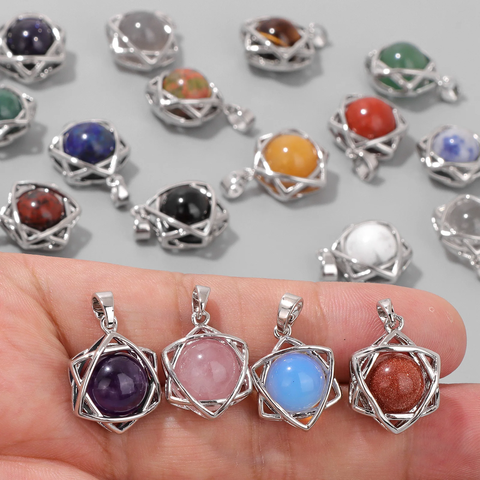 Mode sechs zackigen Stern Stein Anhänger natürlichen Sodalith Amethyst Achat Reiki Charms für Schmuck Herstellung Halskette Ohrringe hand gefertigt