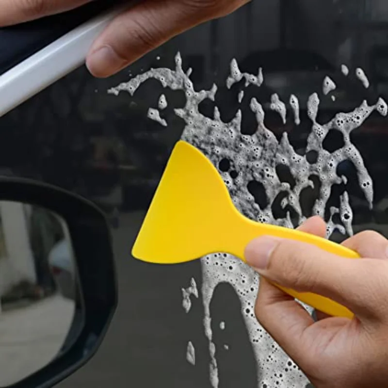 Yellow Hard Scraper Car Film Wrap Tool Smoothing Sticker Squeegee Universal Car Vinyl Wrap Tint Film Tools Window Mirror Cleaner