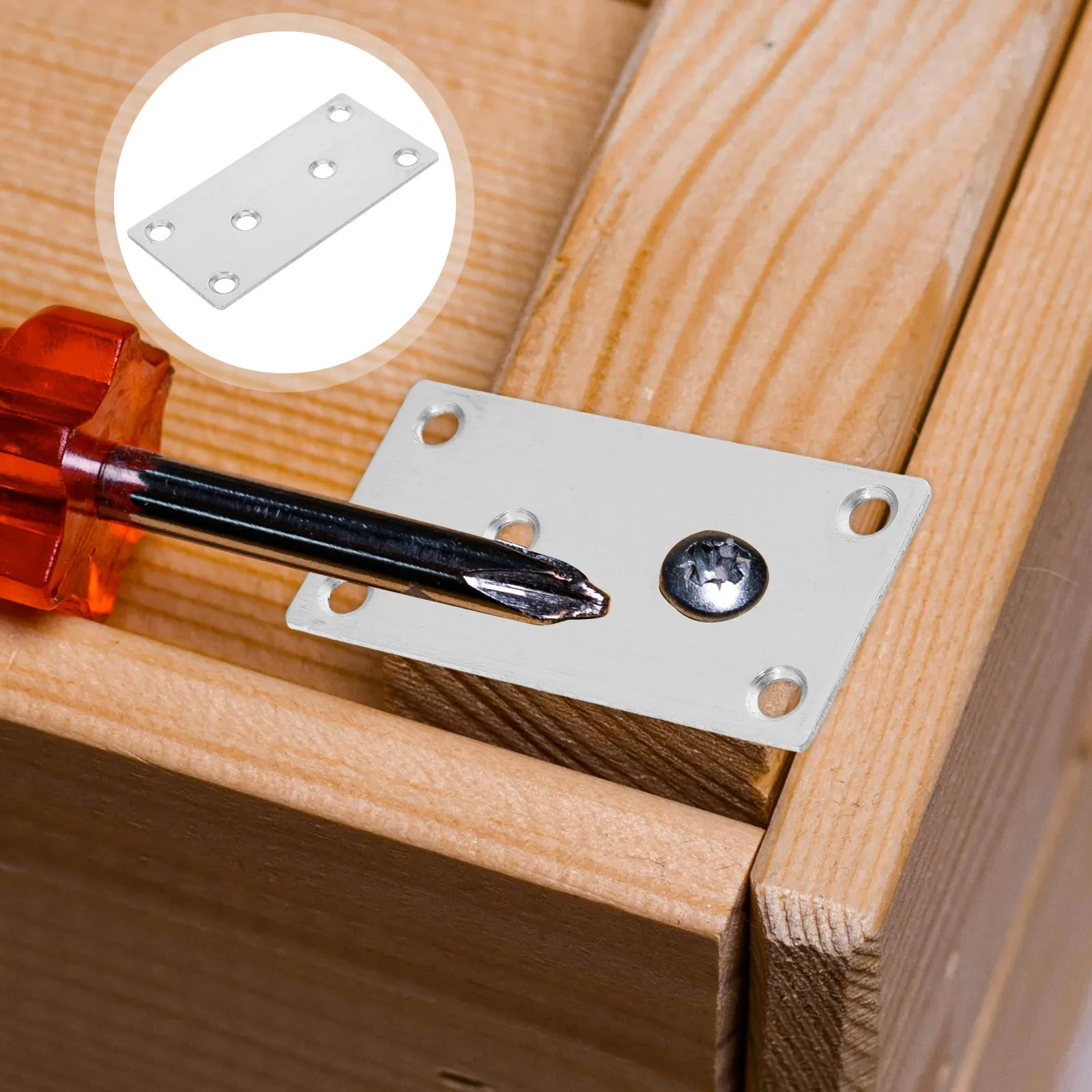10pcs Stainless Steel Flat Straight Brackets for Heavy-Duty Wood Joint, Shelf & Wall Mount Corner Connectors
