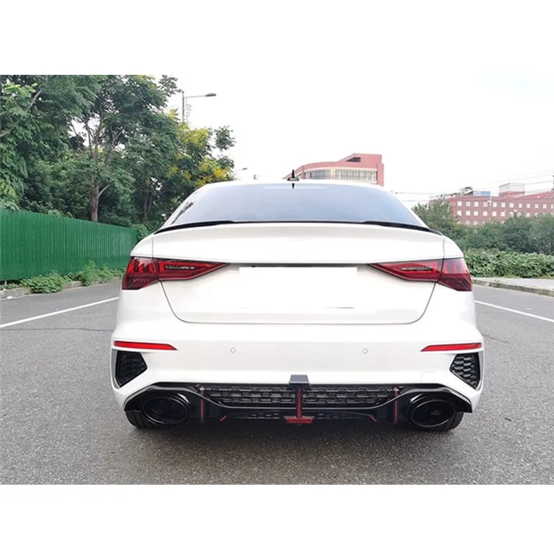 Glossy Black Car Diffuser Rear Bumper Lip with Exhaust Pipes For Audi A3 8Y 2021-2022 Upgrade RS3-R Type Diffuse