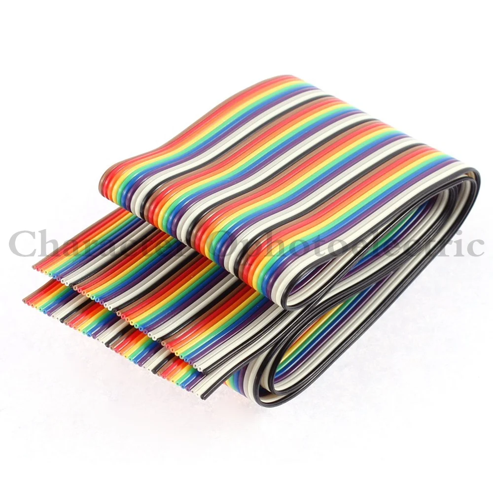 1M 2M 3M 4M 5M 10M 40pin Dupont Wire Flat Color Rainbow Ribbon Cable Wire 1.17mm