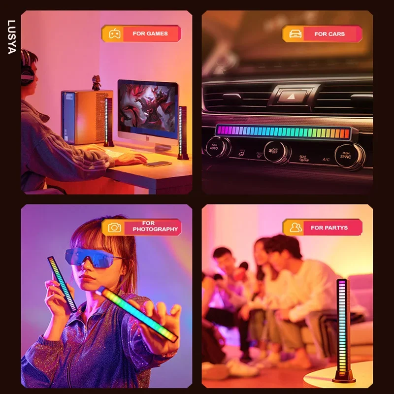 DLHiFi D08 Pickup Rhythm Lights 32 Bit Led RGB Voice Control Synchronous Music Level Indicator VU metter For Car Desktop Party