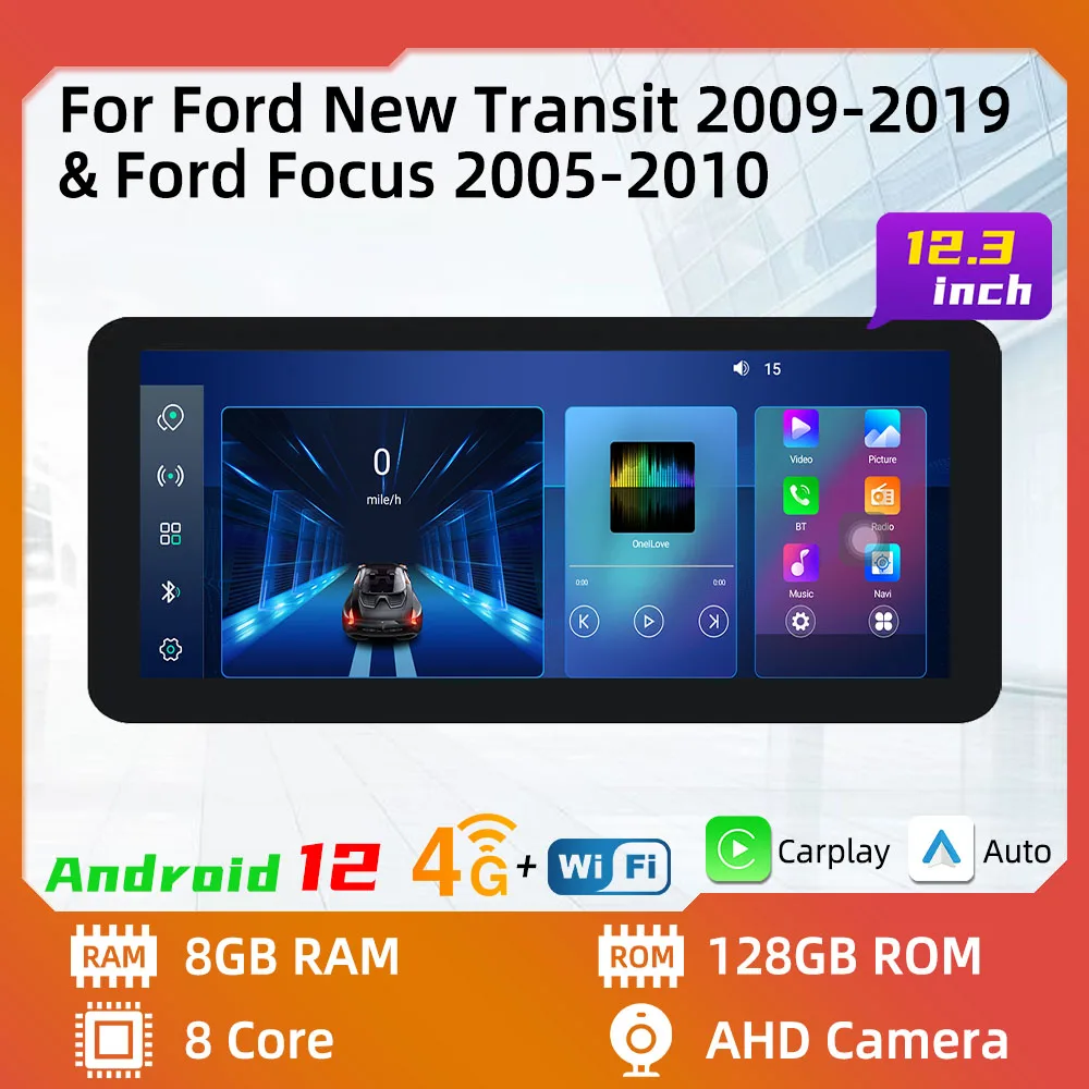 Car Radio for Ford New Transit 2009 - 2019 Focus 2005-2010 2 Din Android Screen Stereo Head Unit Autoradio GPS Multimedia Player