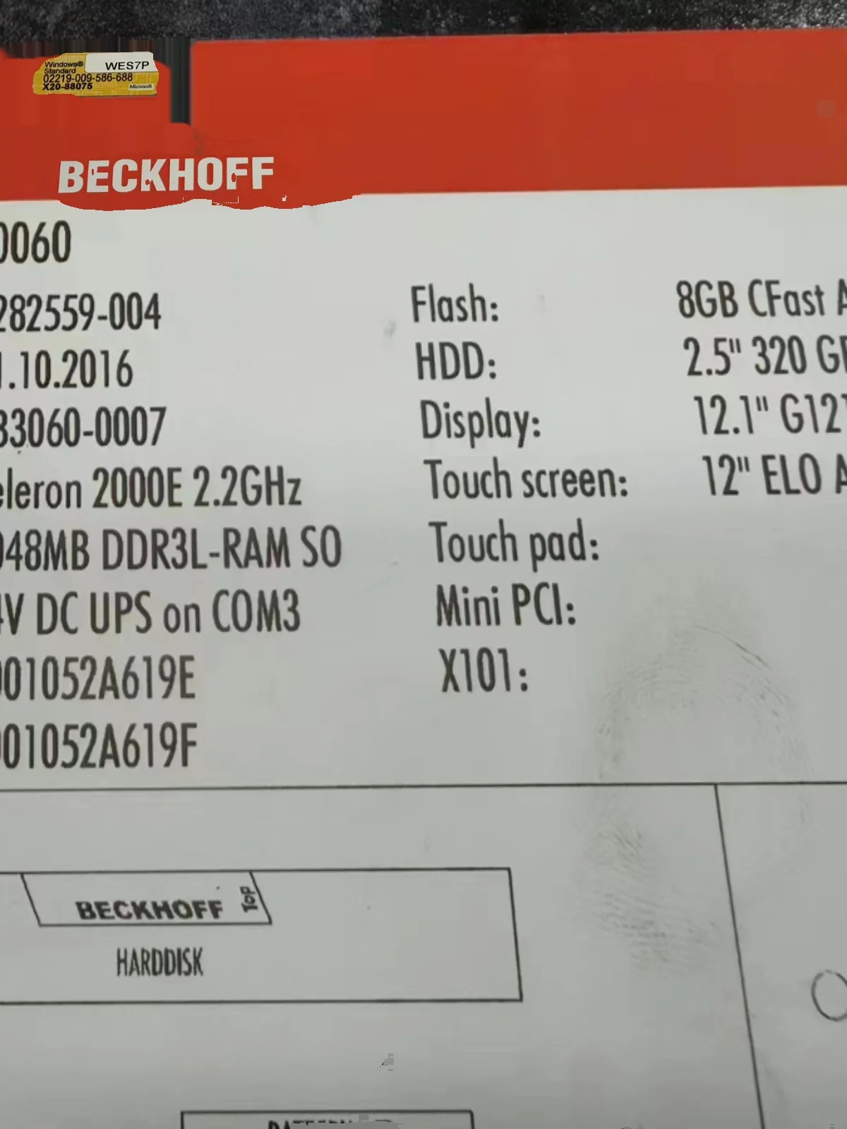 BECKHOFF Beckhoff Touch Screen CP6201-0001-0060 Contrattazione spot originale