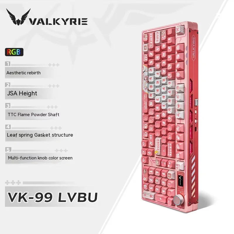 VALKYRIE-VK99 Teclado mecânico sem fio, Bluetooth, Tri-Mode, 2.4G