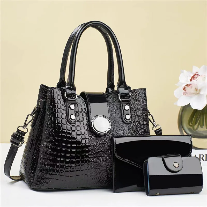 2024 summer new women's bag fashion alligator pattern women's bag large capacity shoulder messenger bag texture handbag set