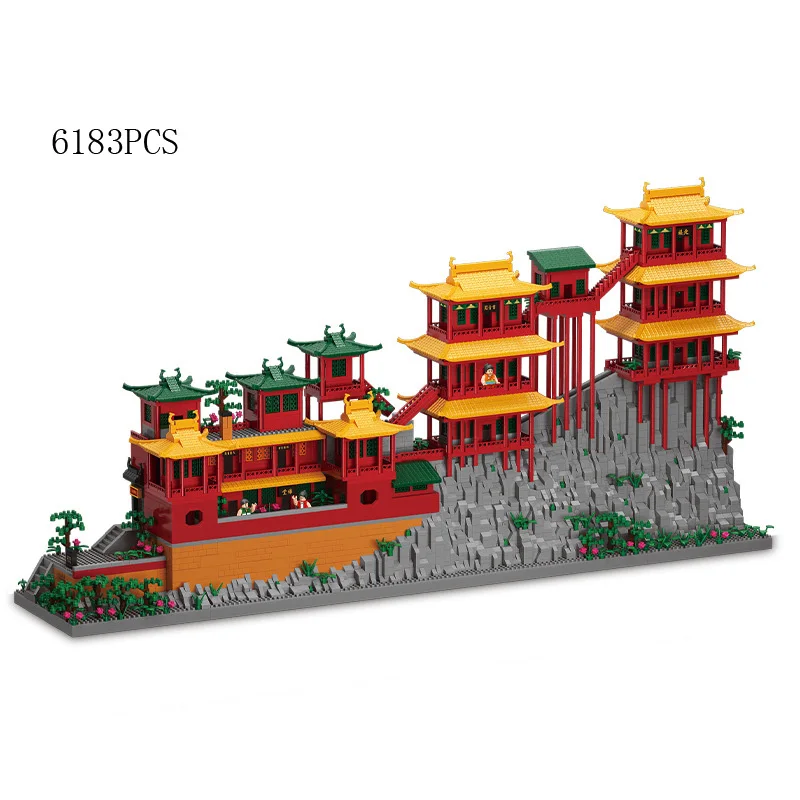 Creative World Famous Architecture Micro Daimond Block China Hanging Temple BuildING Bricks Toys Assemble Nanobricks for Gifts