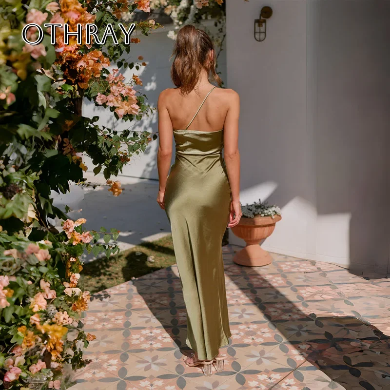 Een schouder schede homecoming jurk enkellange mouwloos satijn op maat gemaakte feestjurk feestkleding voor vrouwen فسات musica