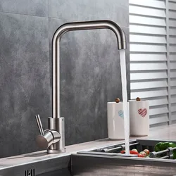 304 Stainless Steel Kitchen Sink Faucet Flexible Hot Cold Water Mixer Single Handle Pull Out Sink Faucet Deck Mounted Water Taps
