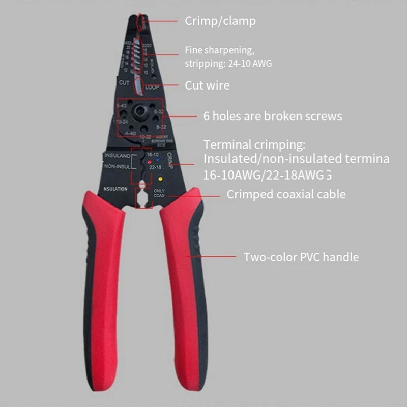 Multi-Function Pliers Automatic Wire Stripper Manual Crimping Pliers Professional Wire Stripping Tool Crimper Cutter