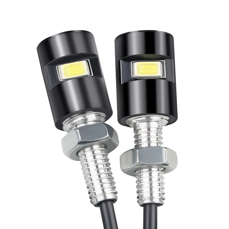 2Pcs  Motorcycle Signal Lamp 12V LED License Plate Light Mini Turn Signal Eagle Eye Shape Tail Rear Light Brake Fog Lamp Bulb