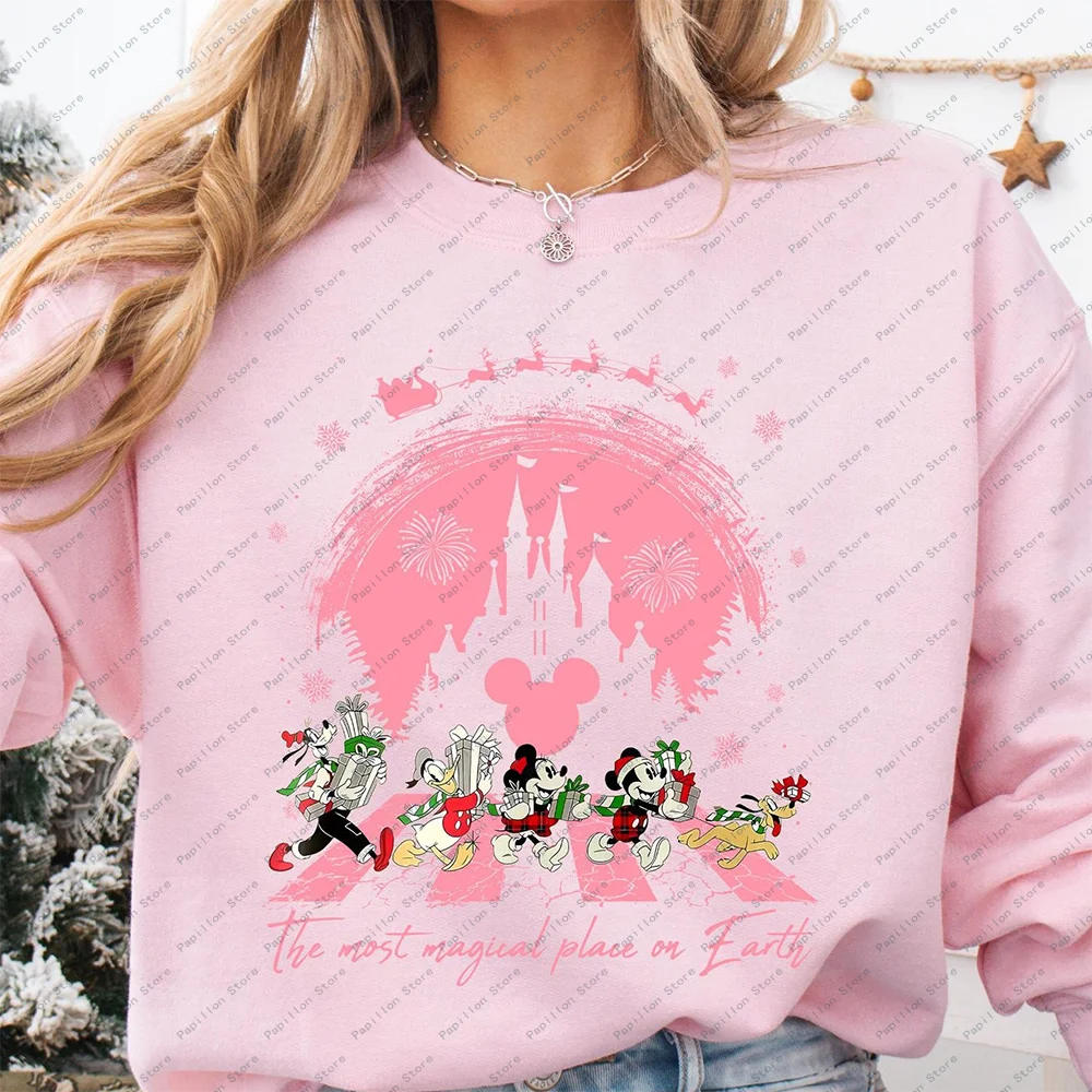 Disneyland Xmas Tee Disney Santa Mickey Minnie Girls Top Cotton hoodie Disney Christmas Tree Merry Party Gift Hot Sweatshirt New