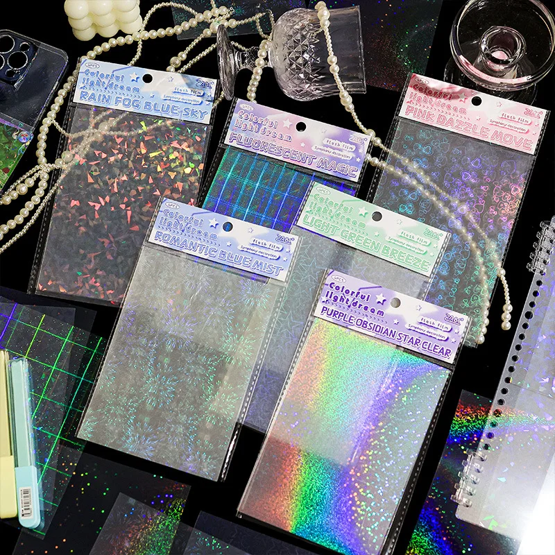 

6sheets/1pack Glitter Stickers DIY School Stationery Notebook Charm Phone Stickers Laser Colorful Sticker Scrapbooking Girls