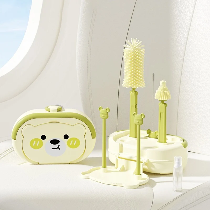 

Baby Bottle Brush Silicon Plazons Cleaning Tool Baby Portable Brush Dra or Draining Ring Storage Set Christmas Gifts