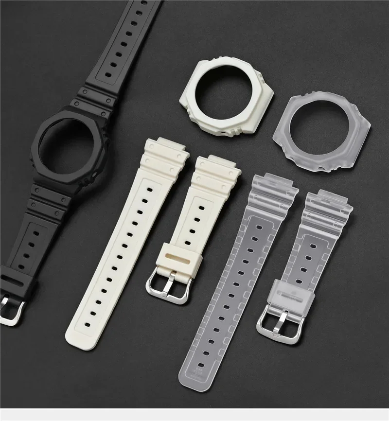 المطاط حزام ساعة اليد الحافة ل كاسيو G-SHOCK GA-2100 GA-2110 الراتنج حزام (استيك) ساعة الرجال الرياضة مقاوم للماء تعديل عدة مع أدوات