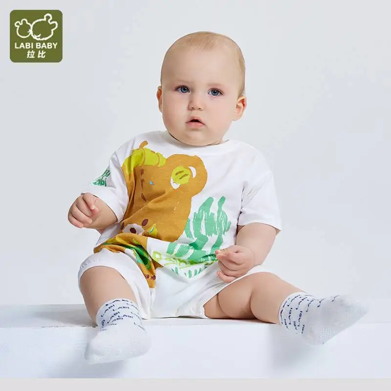 

Summer Newborn Romper Boys Girls Short Sleeve Jumpsuit Infant Playsuits Baby Round Neck Cartoon Bear Cute Toddlers Clothing