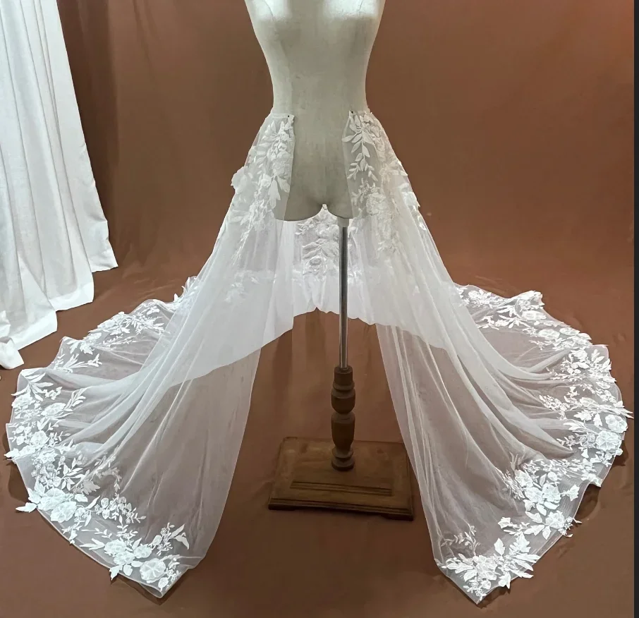 Gonna rimovibile in tulle a 2 strati treno staccabile da sposa, soprabito da sposa in crine di cavallo, scialle in crine di cavallo, sottoveste da sposa in pizzo