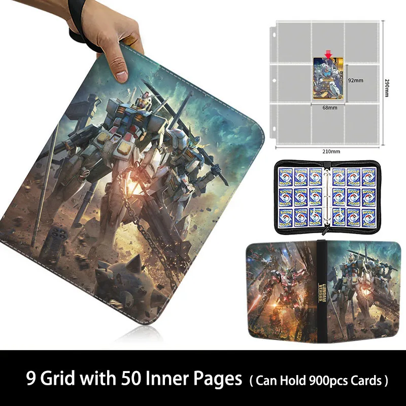 900Pcs 9 Pocket Anime GUNDAM Cards Album Book Zipper PU Leather Cards Binder  Display Game Collection Card Kids Toy Gift - AliExpress 26