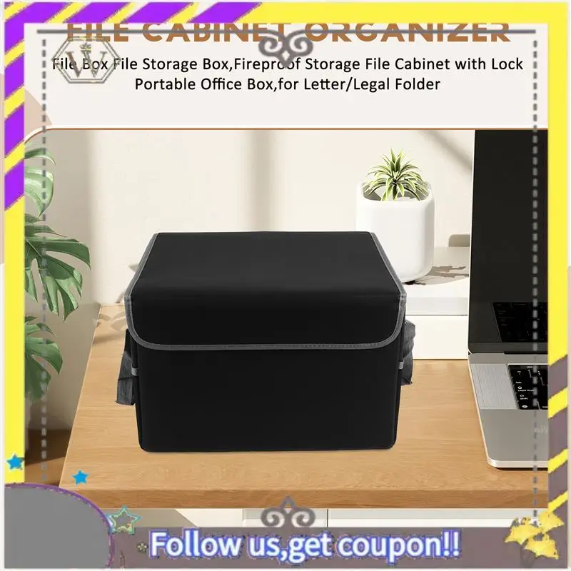 New Fireproof File Box File Storage Box,Fireproof Storage File Cabinet With Lock,Portable Office Box,For Letter/Legal Folder