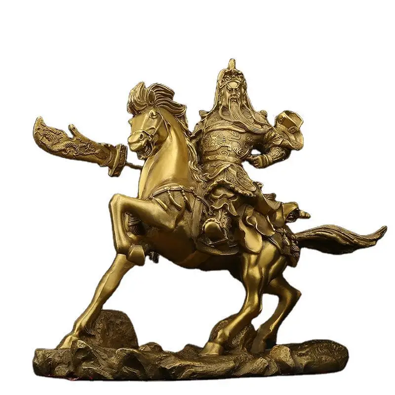 

Dropship Luxury Guan Yu God Chinese Fortune Decor Bronze Brass Guan Yu Figurine