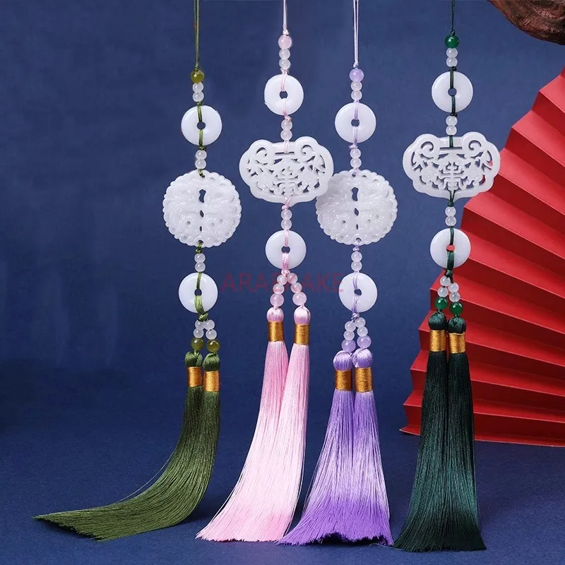 Nappe in stile antico, accessori di abbigliamento in stile cinese abbinati a pendenti con nappe, nappe appese per auto con risvolto pressato Hanfu