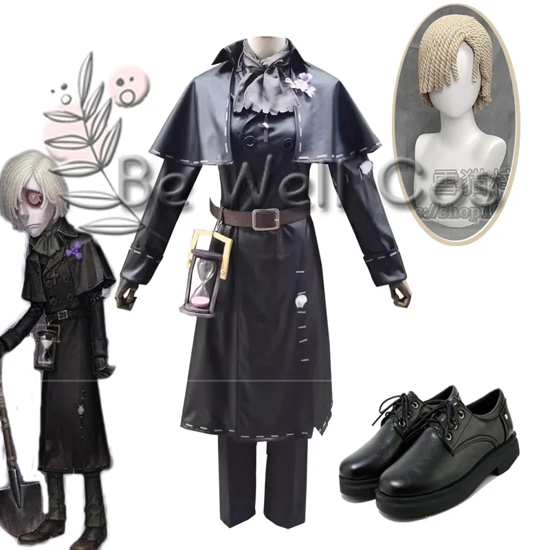 Game Identity V Cosplay Costumes Grave Keeper Andrew Kreiss Cosplay Costume Original Skin Black Uniforms Costume Suits Hourglass