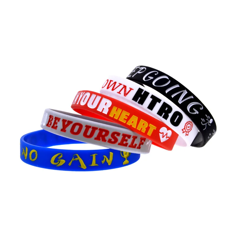 50 Pcs Just do Be Yourself Keep Going Inspirational Silicone Bracelet Sports Wristband