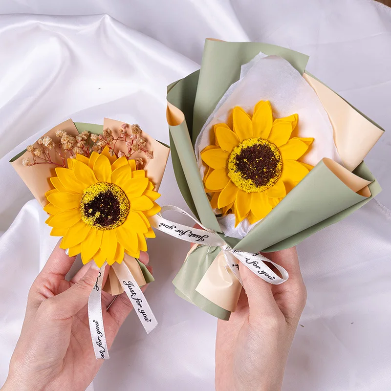 

Artificial Sunflower Bouquet, Mini Flowers, Soap Rose, Dry Flower, Wedding Gift for Guest, Valentine's Day, Valentine's Day Gift