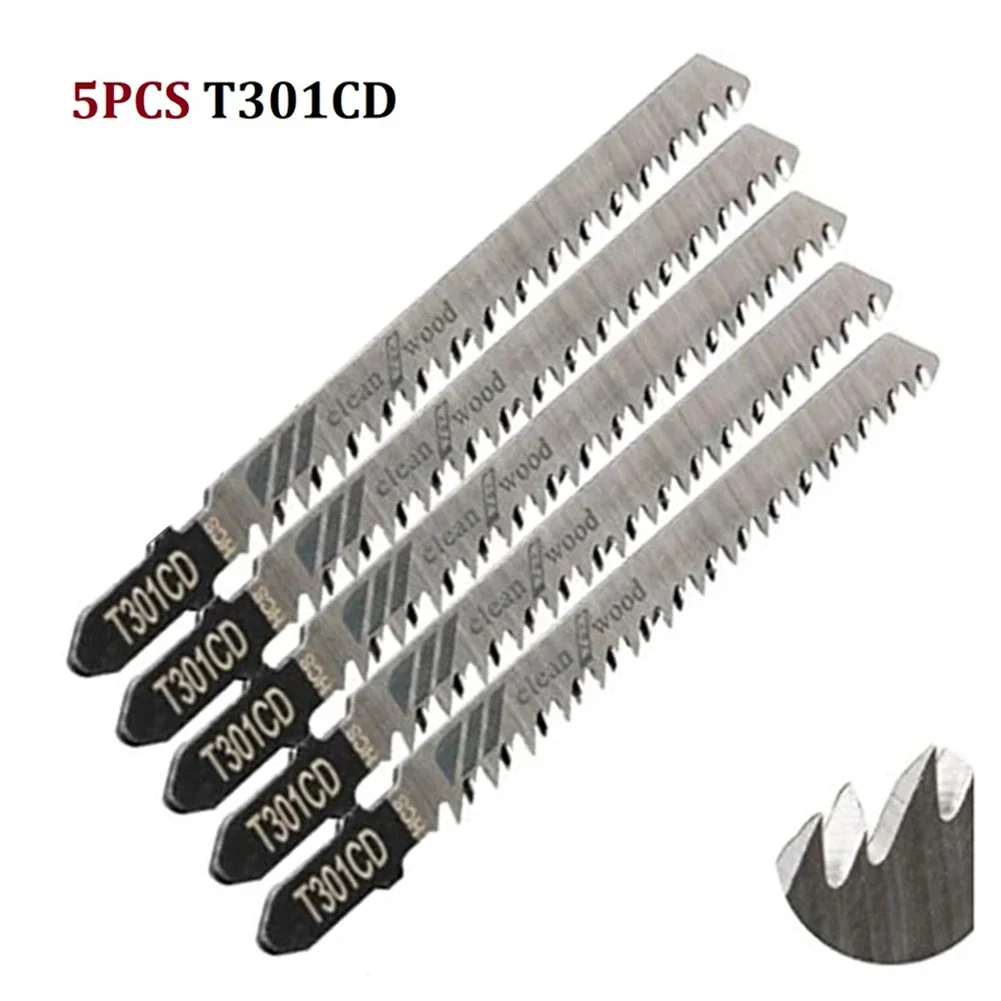 5Pc T301CD Jigsaw Blades High Carbon-Steel Reciprocating Saw Blade For Sheet Panels Wood Plastic Metal Cutting Woodworking Tool