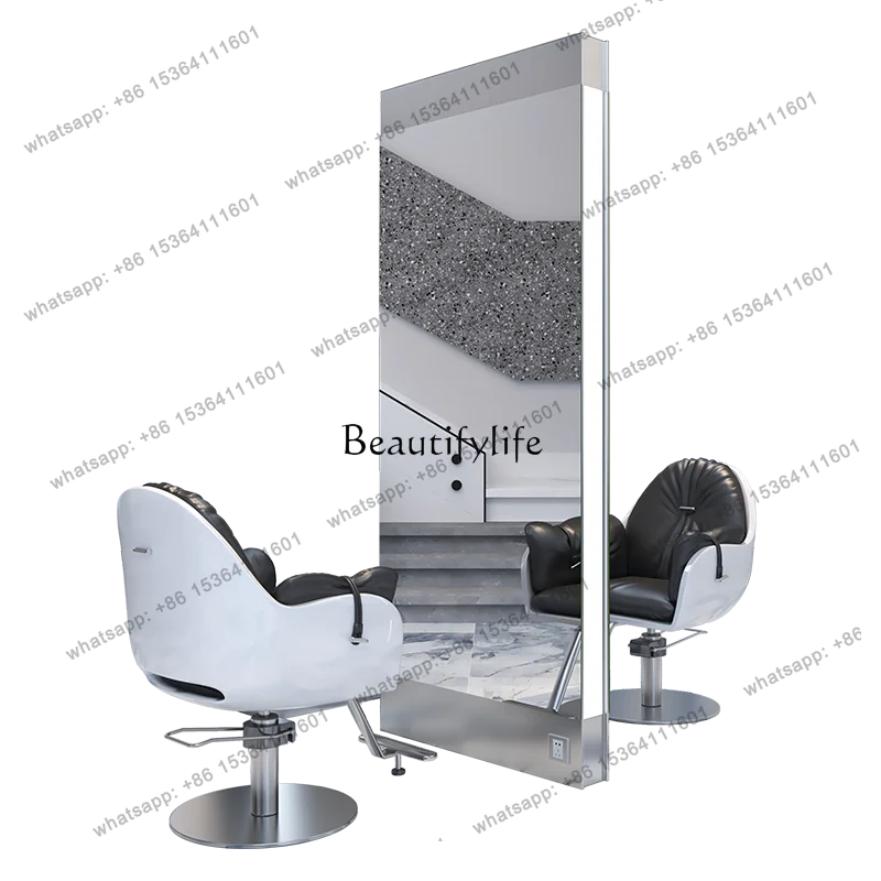 D30Simple stainless steel single and double-sided floor-to-ceiling haircut mirror barber shop special mirror