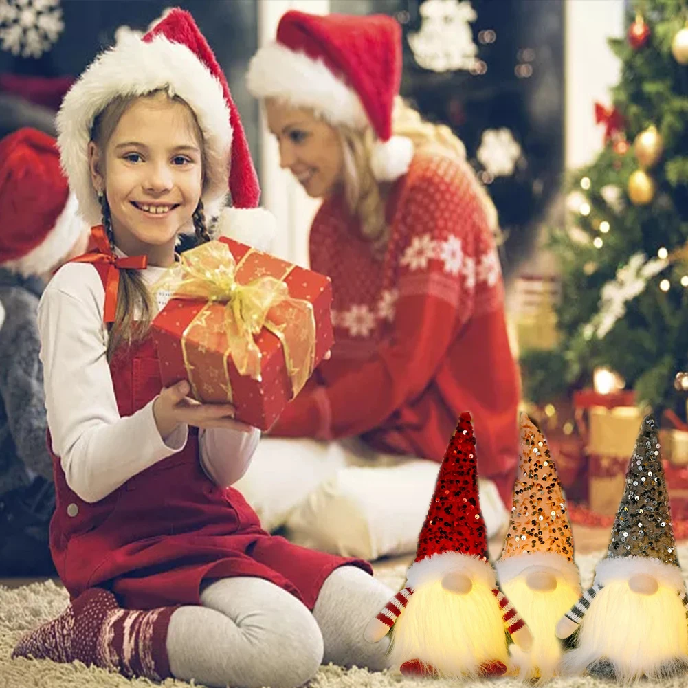 LED عيد الميلاد جنوم أفخم سانتا كلوز دمية الديكور مجهولي الهوية غونك قزم زخرفة عيد ميلاد سعيد لعبة عيد الميلاد السنة الجديدة ديكور المنزل