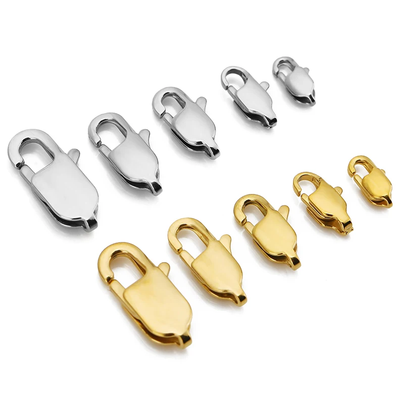 10pcs High End Quality Gold Stainless Steel Rectangle Lobster Clasps Hooks Connector for DIY Bracelet Necklace Jewelry Making