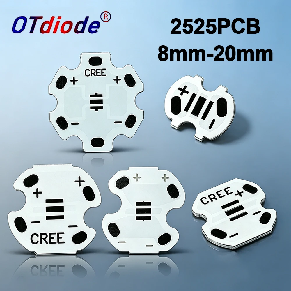 10-50pcs 2525 LED PCB Board Substrate 20mm Base High Power Heat Sink 1W 3W 16mm 14mm 12mm 8mm 1W 3W XBD XB-D SMD LEDS Aluminum