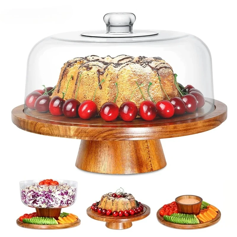 

Wood Cake Tray High Foot Cake Display Tray Fruit Cooked Food Plate Cake Display Stand Wedding Dessert Stand