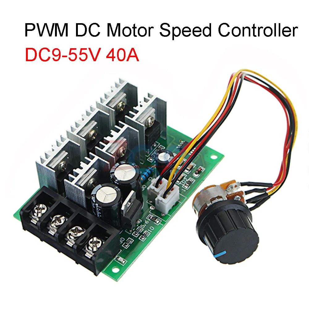 Controlador de velocidad del Motor, regulador eléctrico PWM con interruptor Reversible, 12v, 40A, PWM, CC, DC9V-55V