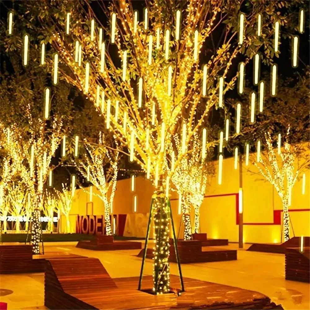 30cm/50cm Led Solar Lights Meteor Shower Rain 8 Tube LED String Lights for Outdoor Holiday Christmas Decoration Tree Ornaments