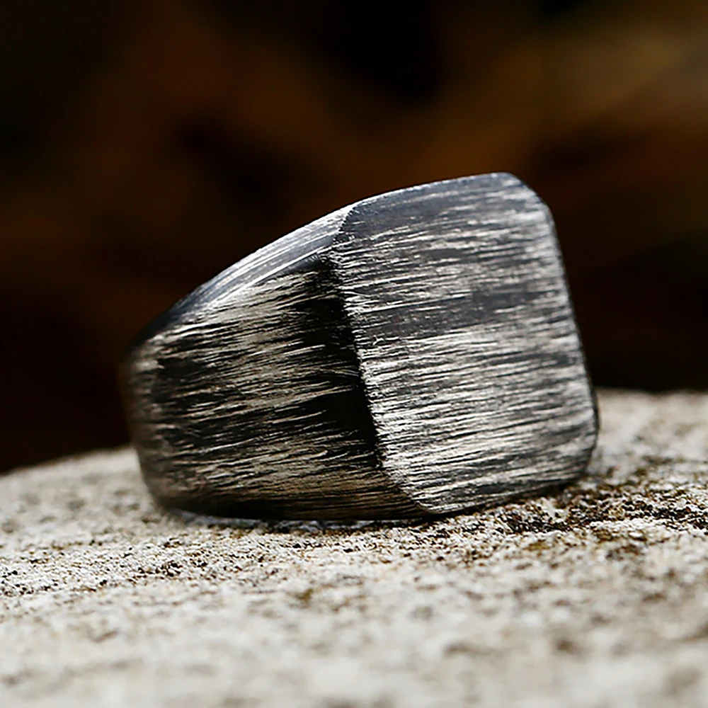 Vintage Simple Square Stainless Steel Mens Rings Vintage Rustic For Male Boyfriend Biker Jewelry Creativity Gifts Dropshipping