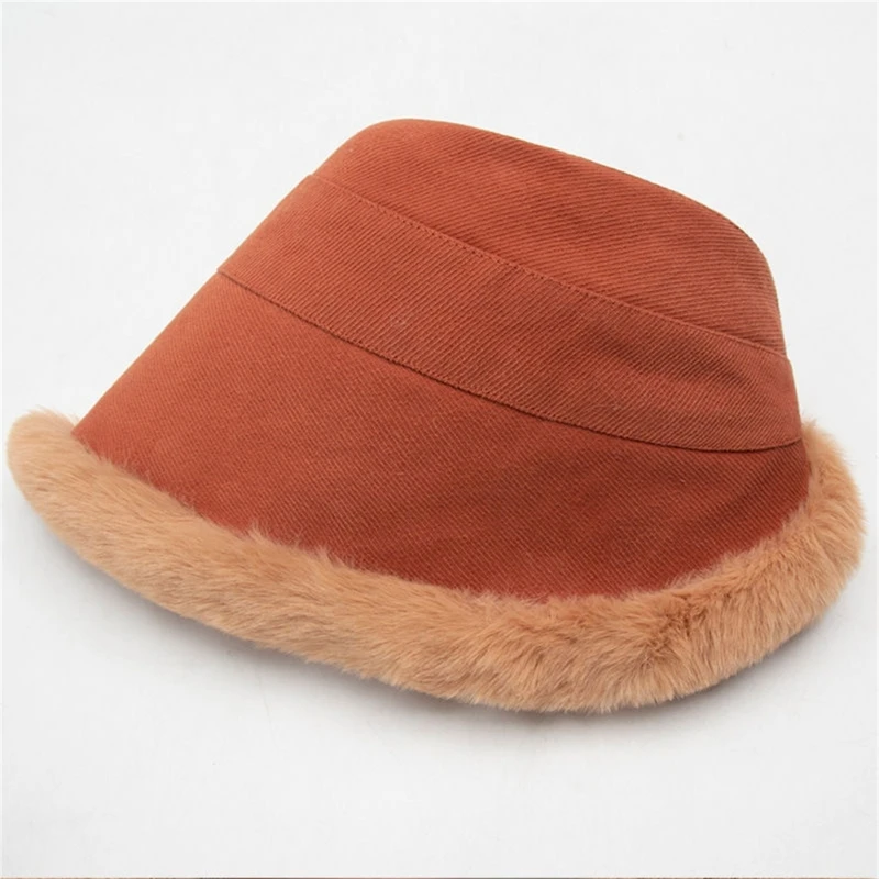 Vintage Furry Faux  Bucket Hat Fisherman Hat for Women Teens Girls Basin Hat Mongolian Hats Khaki Caramel Black