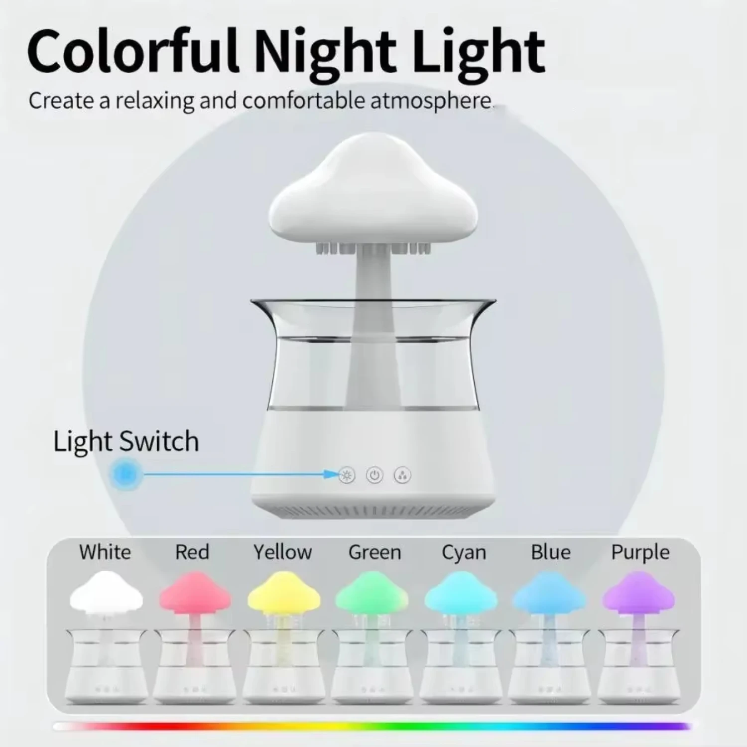 Relax Cloud Rain Humidifier Ultrasonic Aromatherapy Colorful Lamp