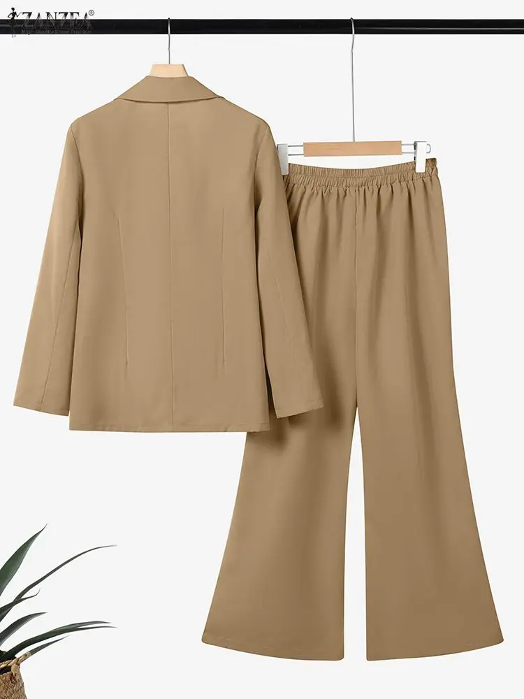 أزياء الخريف 2 قطعة مجموعات ZANZEA ملابس النساء 2025 أنيقة طويلة الأكمام السترة معاطف بانت مجموعات أنيقة الصلبة OL العمل رياضية #5