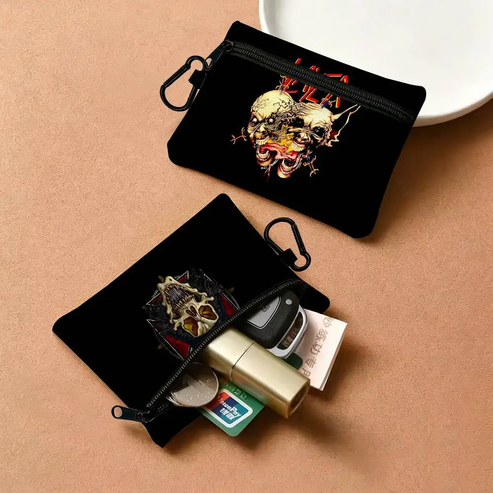 Heavy Metal Band Slayer Multifunctional Oxford Cloth Small Pouch With Hook Mini Coin Wallet Earbud Storage Bag